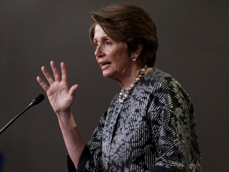 House Minority Leader Nancy Pelosi talks to reporters on Capitol Hill in Washington on March 13. (AP Photo/J. Scott Applewhite)