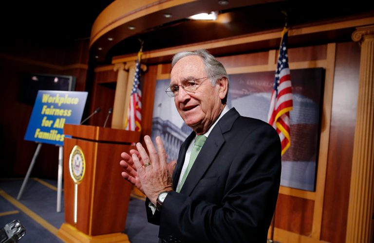 Sen. Tom Harkin, D-Iowa, speaks with reporters about legislation outlawing workplace discrimination against gay, bisexual and transgender Americans, on Capitol Hill in Washington on Nov. 7. (AP Photo/J. Scott Applewhite)