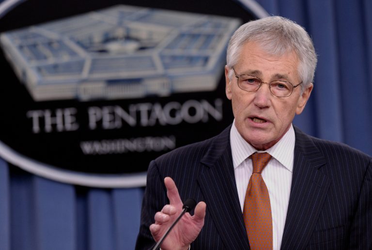 Defense Secretary Chuck Hagel announces some personal changes, Friday, Feb. 7, 2014, during a briefing at the Pentagon. (AP Photo/Susan Walsh)