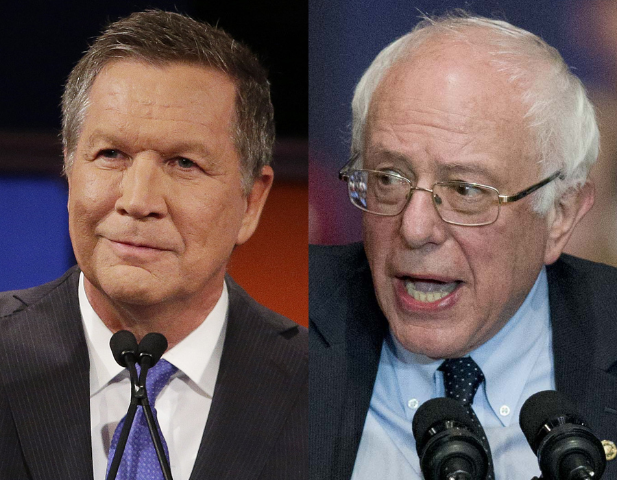 Kasich gains on Trump, Sanders beats Clinton in N.H. poll