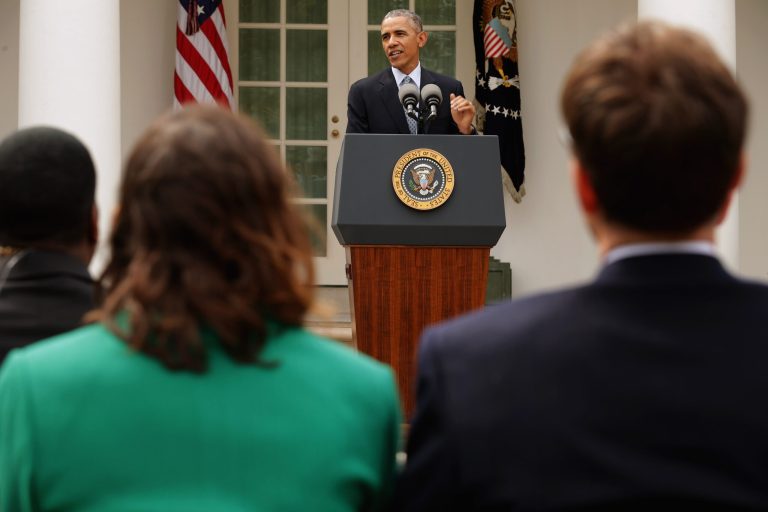 President Obama delivers remarks about the agreement reached with Iran about a peaceful nuclear program in the Rose Garden at the White House April 2, 2015 in Washington, DC. (Photo by Chip Somodevilla/Getty Images)