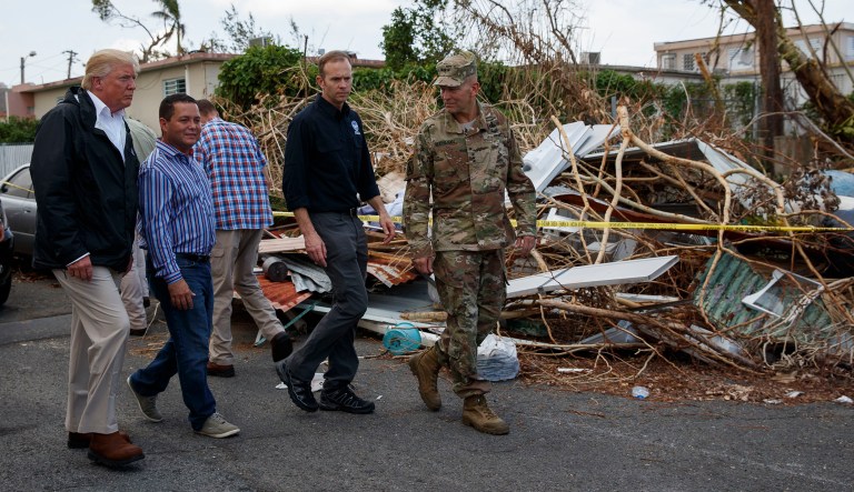 President Trump said he only received 'thank yous' during his visit to Puerto Rico on Tuesday when reporters aboard Air Force One asked if he had received any criticism during his trip. (AP Photo/Evan Vucci)