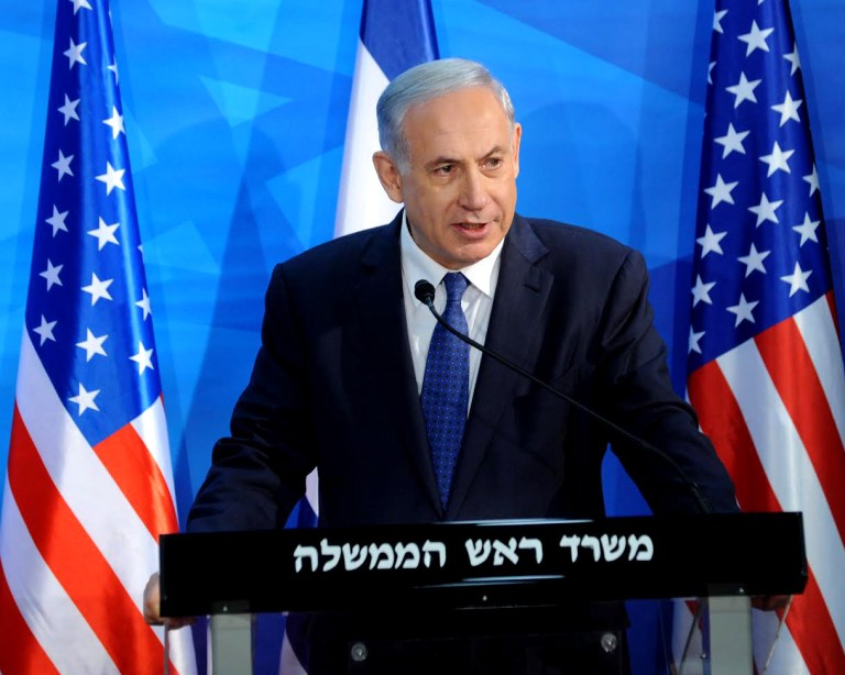 Israel's Prime Minister Benjamin Netanyahu, speaks during a press conference with Speaker of the United States House of Representatives John Boehner, at the prime minister's office in Jerusalem, Wednesday, April 1, 2015. (AP Photo/Debbie Hill, Pool)