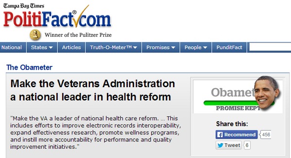 PolitiFact on Obama’s Efforts to Reform the VA: ‘Promise Kept’ UPDATE