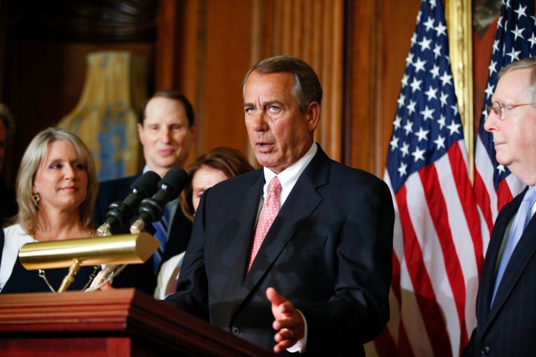 House Speaker John Boehner of Ohio speaks on Capitol Hill in Washington. (AP Photo/Andrew Harnik)