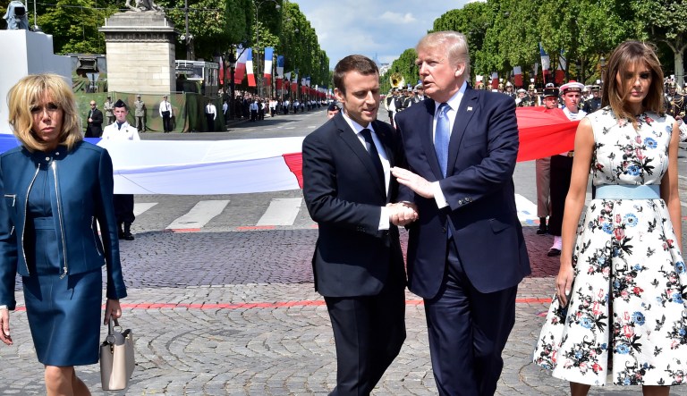 Observers first doubted that President Trump and French President Emmanuel Macron could warm to each other, as Trump had sharply criticized Paris and hinted his support for Macron's election opponent. Macron also disagreed sharply with U.S. withdrawal from the Paris climate accords.
		(Christophe Archambault, Pool via AP)
