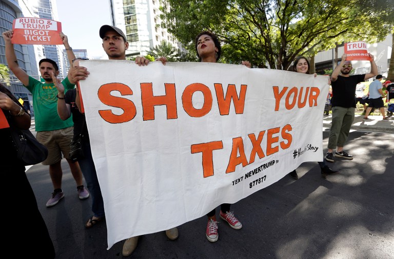 Breaking with precedent, Trump did not release his tax returns during the presidential campaign. (AP Photo/Lynne Sladky)