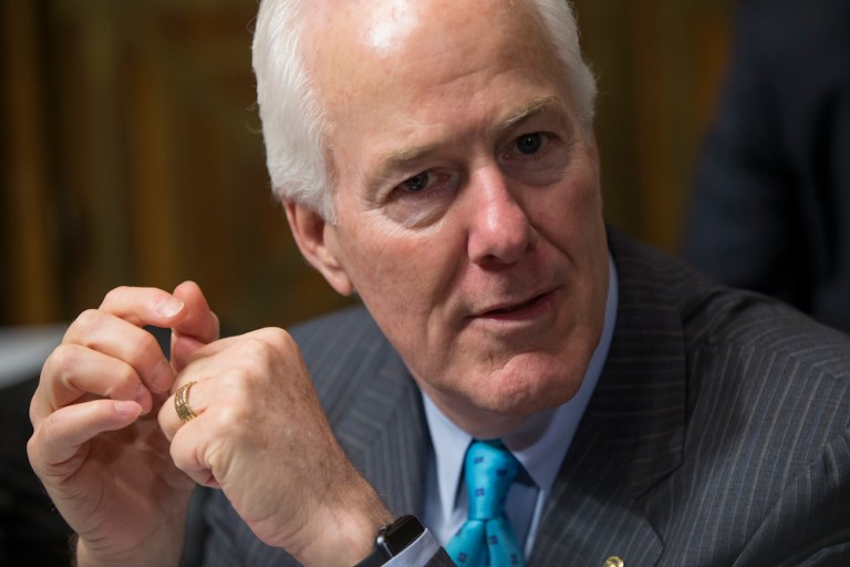 Sen. John Cornyn, R-Texas, accused Democrats on Tuesday of pushing 'mob rule' at the confirmation hearing for Judge Brett Kavanaugh. (AP Photo/J. Scott Applewhite)