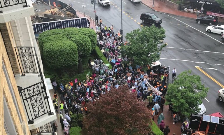 Instead of trying to help reach consensus with traditional protest, they tried intimidating the opposition. (Twitter)