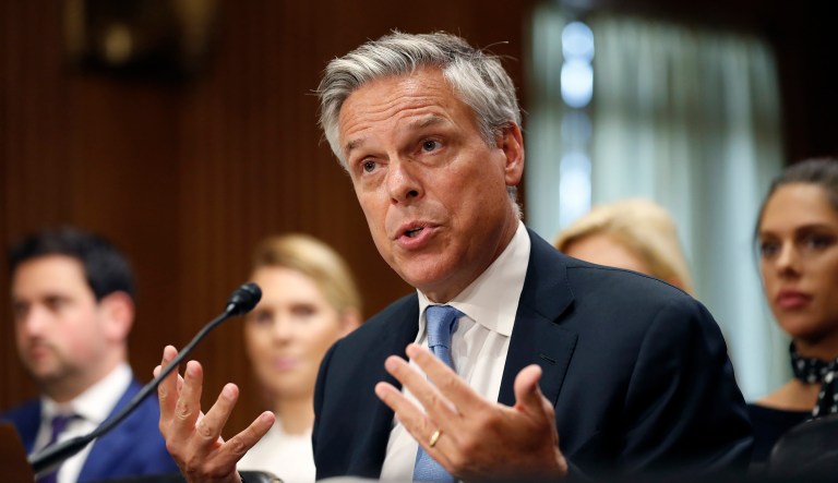 John Huntsman promised to work on diplomatic engagement with the Russian people, despite the Russian government's anger and suspicion that such outreach is an attempt to stoke opposition to Putin and eventual regime change. (AP Photo/Alex Brandon)