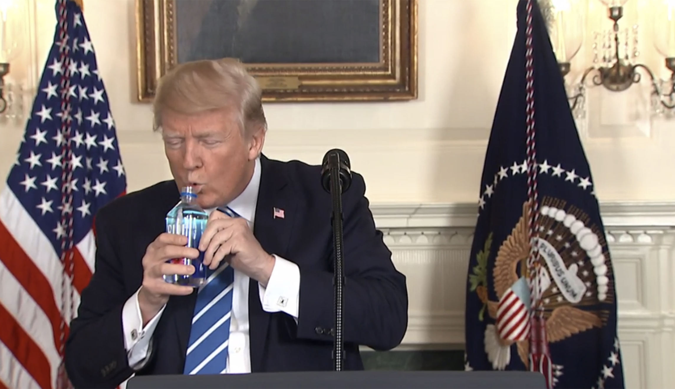 Trump has a Marco Rubio moment as he reaches for water