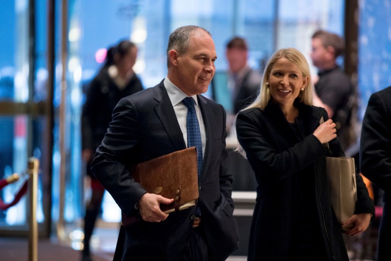 Nominee to head the EPA meets with incoming and outgoing chairmen of the Senate environment committee. (AP Photo/Andrew Harnik)