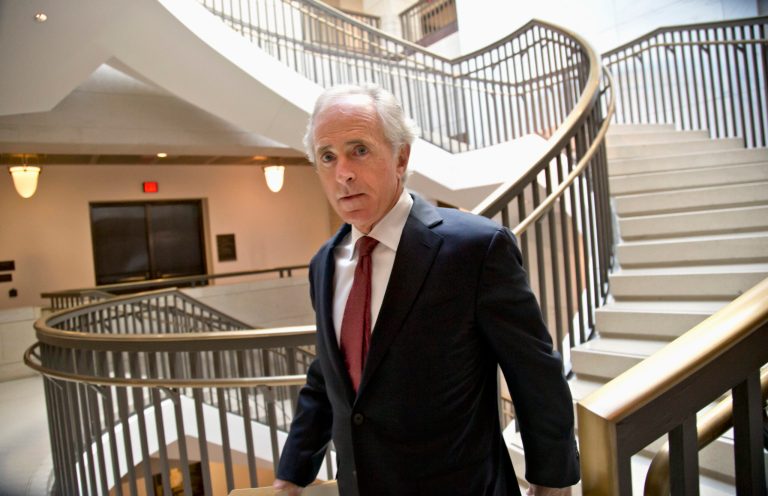 Sen. Bob Corker, R-Tenn., ranking Republican on the Senate Foreign Relations Committee, arrives for a closed-door briefing for senators with Secretary of State John Kerry and intelligence officials, on  Capitol Hill in Washington, Wednesday, Sept. 4, as President Barack Obama seeks congressional authorization for military intervention in Syria.  (AP/J. Scott Applewhite)