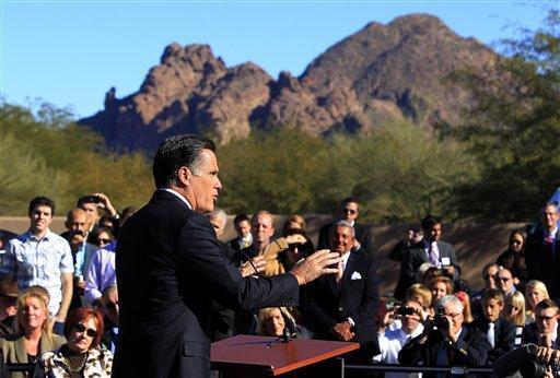Republican presidential candidate, former Massachusetts Gov. Mitt Romney speaks at a campaign event, Tuesday, Dec. 6, 2011, in Paradise Valley, Ariz.