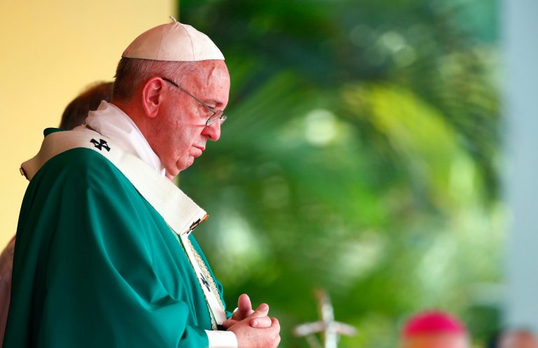 Pope Francis celebrates Mass in Revolution Square in Havana, Cuba, Sunday, Sept. 20, 2015. Pope Francis will make several stops in the United States this week. (Tony Gentile/POOL via AP)