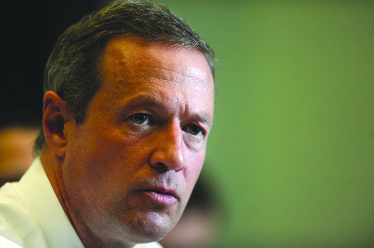 Gov. Martin O'Malley gives an interview to the State House press corps on the last day of the legislative session, in Annapolis, Md., Monday, April 11, 2011. (AP Photo/Barbara Haddock Taylor, Pool)