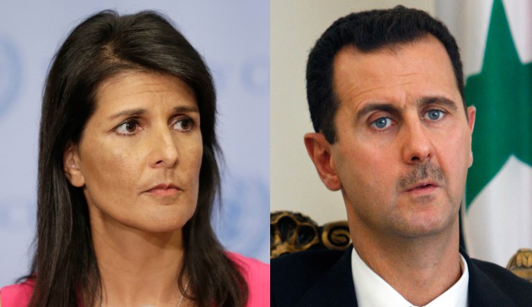 Nikki Haley signaled a plan to use the report to shame Russia over their support for Bashar Assad. (AP)