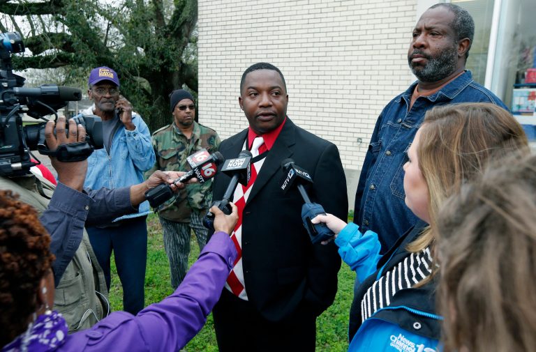 Marcus Turner speaks to reporters as a small group of concerned residents and friends of Otis Byrd gather in downtown Port Gibson, Miss., Monday, March 23, 2015 during a rally to show support for the Byrd's family and to call on federal and state authorities to do a thorough investigation into his death.Â 