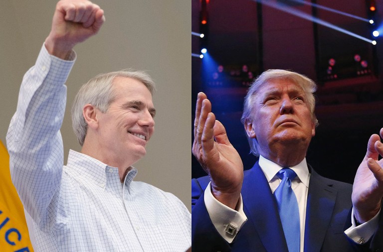 Although he supports him, Sen. Rob Portman makes no bones about why Donald Trump has slipped in the polls recently and has made matters for himself and other Senate and House candidates all the more tenuous, pointing to his discipline as a candidate. (AP Photos)