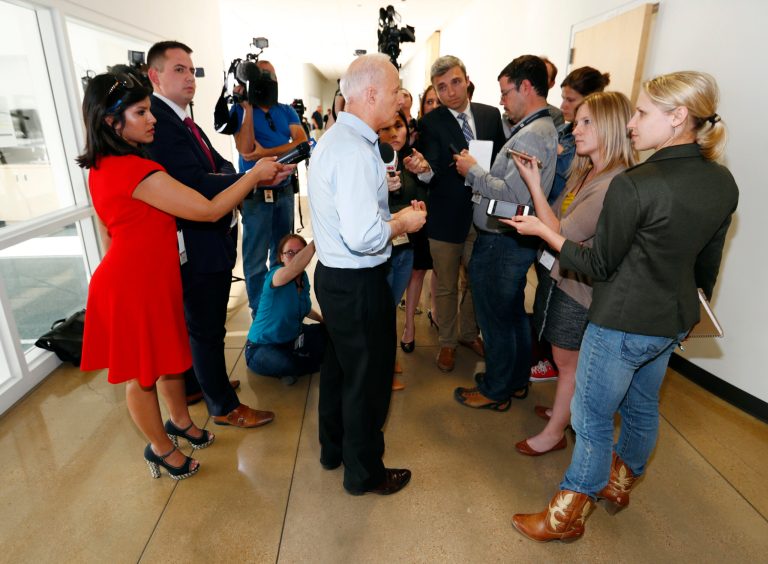 Rep. Mike Coffman, R-Colo., center, said passage of his bill is time sensitive given the actions taken by the Maduro regime and the suffering within the country, which he warns could become the next Cuban-style dictatorship. (AP Photo/David Zalubowski)
