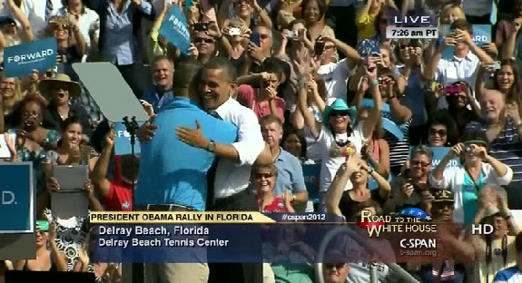 In Florida, Obama brings back ‘Scott the pizza guy’ for more hugs