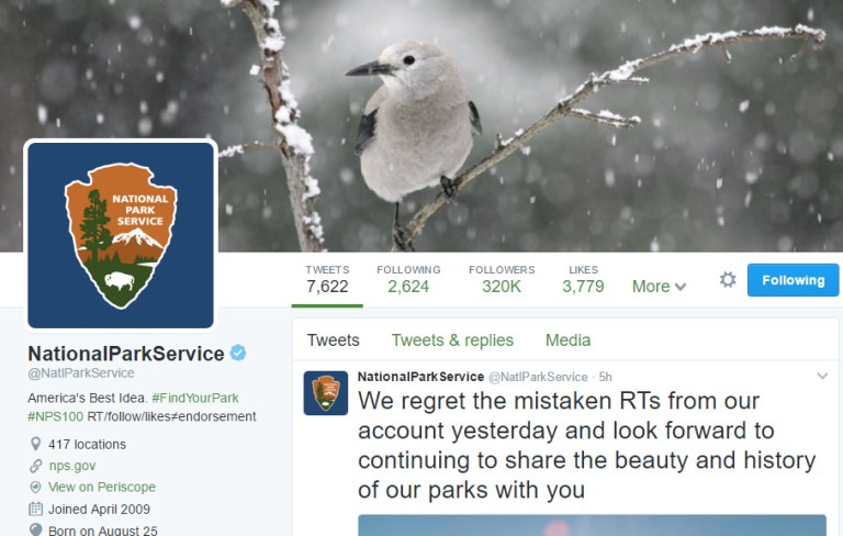 The National Park Service issued an apology on Twitter Saturday after it retweeted messages comparing the crowd sizes at Donald Trump's and Barack Obama's presidential inaugurations. (Screen shot)