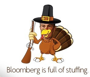 The NRA released a cartoon of New York Mayor Michael Bloomberg dressed as a turkey wearing a Pilgrim hat.