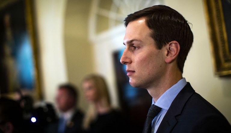 Jared Kushner, senior White House adviser and presidential son-in-law, listens during a Cabinet meeting with President Trump at the White House in Washington, D.C., on Wednesday, May 9, 2018.