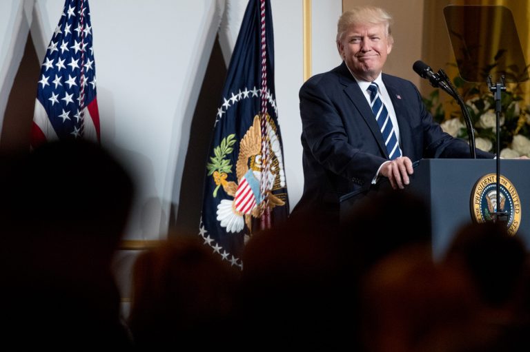 The National Republican Congressional Committee raised a record-high $30 million at its Tuesday dinner that featured an appearance from President Trump. (AP Photo/Andrew Harnik)