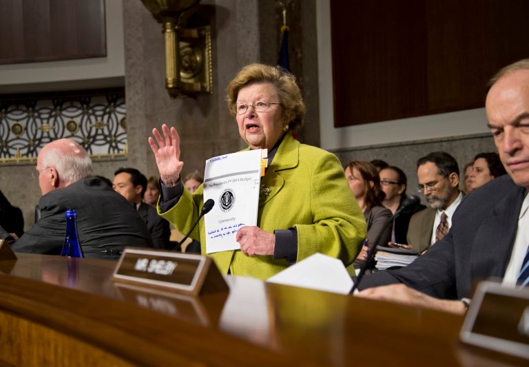 Senate Appropriation Committee Chair Sen. Barbara Mikulski, D-Md. opens a hearing on cybersecurity with Gen. Keith B. Alexander, director of the National Security Agency, as a primary witness, on Capitol Hill in Washington, Wednesday, June 12. (AP Photo/J. Scott Applewhite)