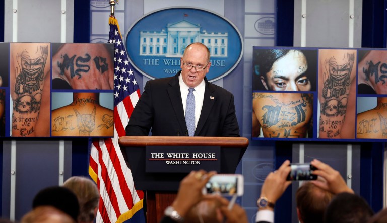 MS-13 is an El Salvadorian gang. (AP Photo/Alex Brandon)