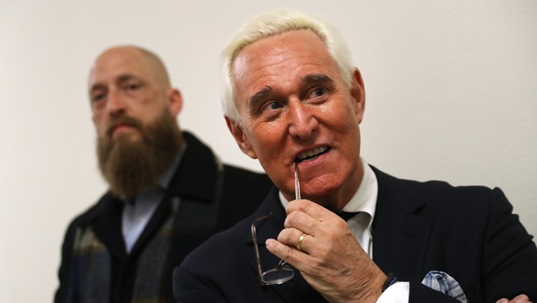 Roger Stone stands outside beforeÂ a House Judiciary Committee hearing.