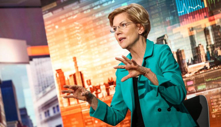 Senator Elizabeth Warren, a Democrat from Massachusetts, speaks during a Bloomberg Television interview in New York, U.S., on Wednesday, Jan. 30, 2019.