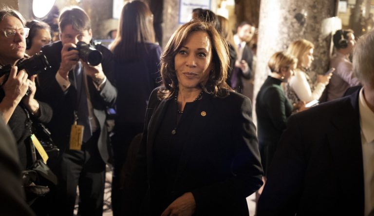 Senator Kamala Harris, a Democrat from California, arrives to a State of the Union address at the U.S. Capitol in Washington, D.C., U.S., on Tuesday, Feb. 5, 2019.