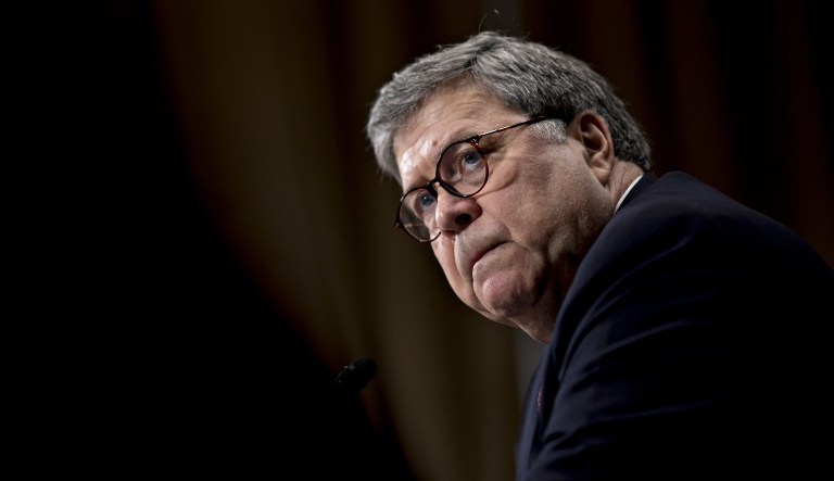 William Barr, U.S. attorney general, listens during a Senate Judiciary Committee hearing in Washington, D.C., on Wednesday, May 1, 2019.