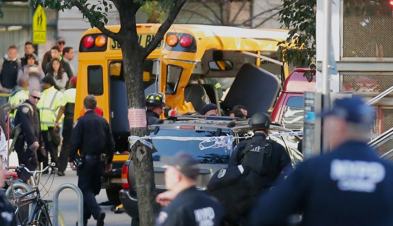 The teenager was on a school bus that was hit by the terror suspect's truck. (AP Photo/Bebeto Matthews)
