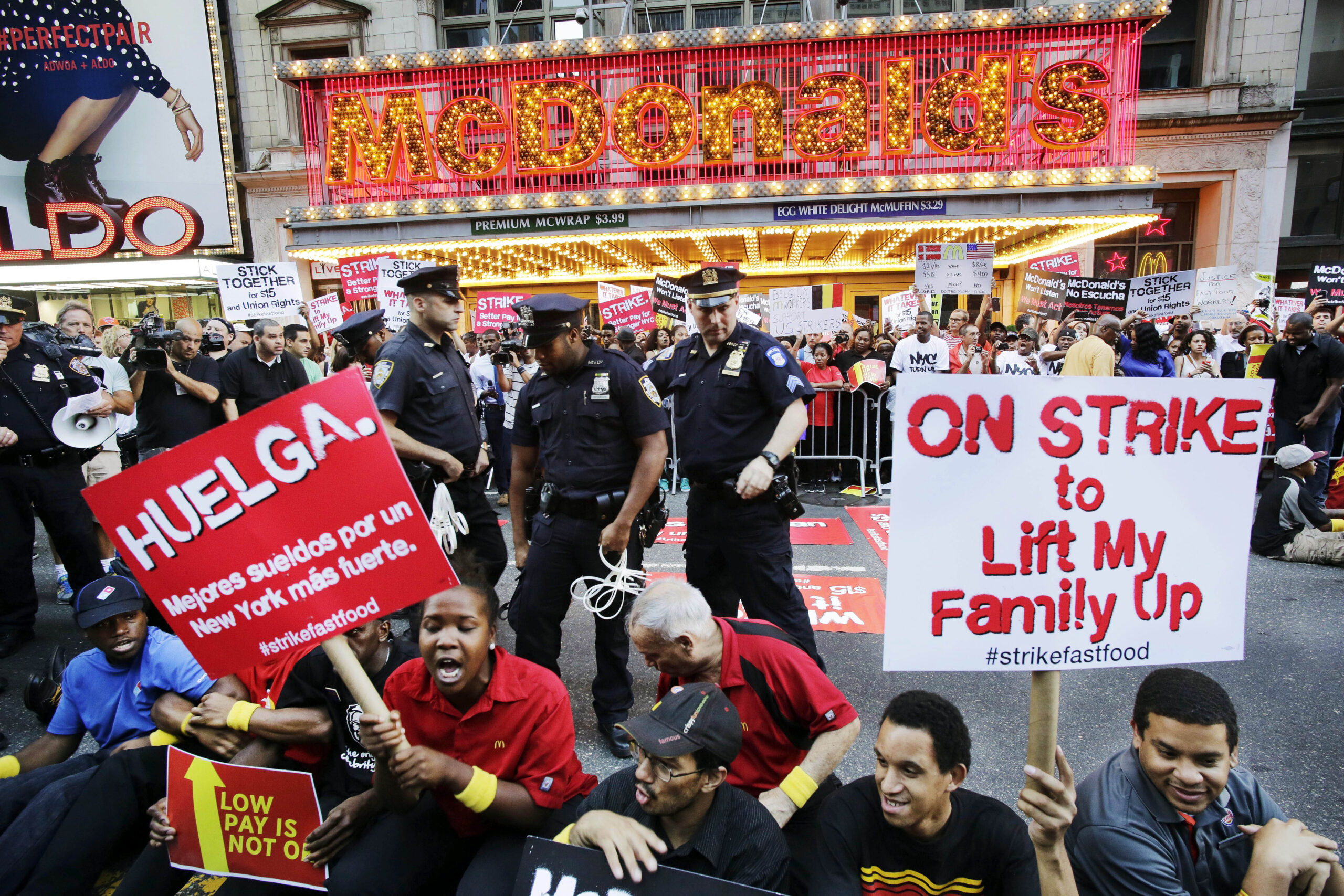 Fast-food workers striking for wage increase