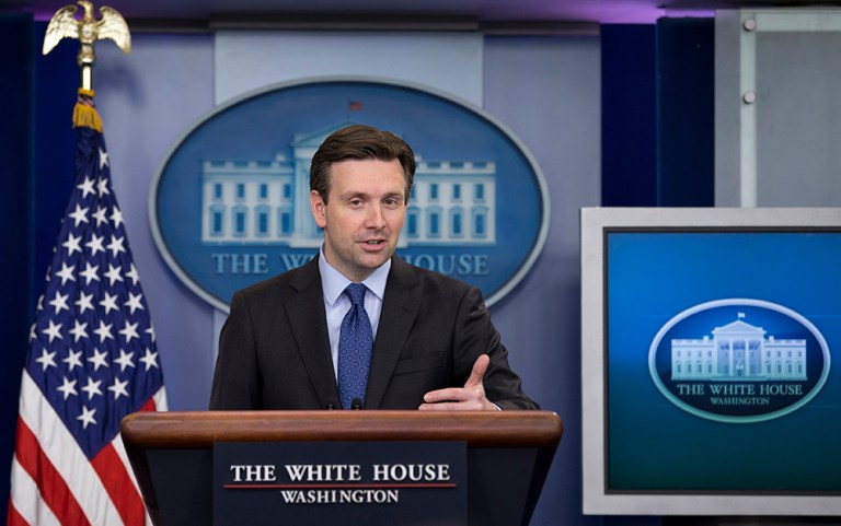 Earnest's main digs have been far more indirect lately, and mostly involve him saying that he hadn't listened to Trump or heard his latest remarks. (AP Photo/Carolyn Kaster)