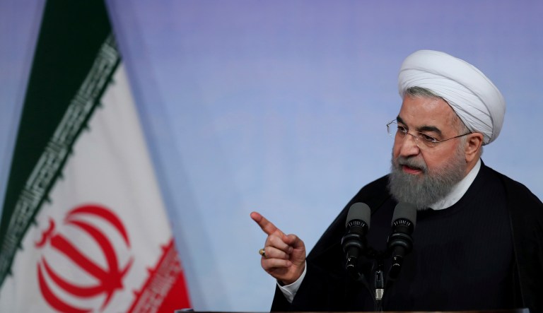President Trump praised the Iranian people and sought to drive a wedge between them and their government. (Iranian Presidency Office via AP)