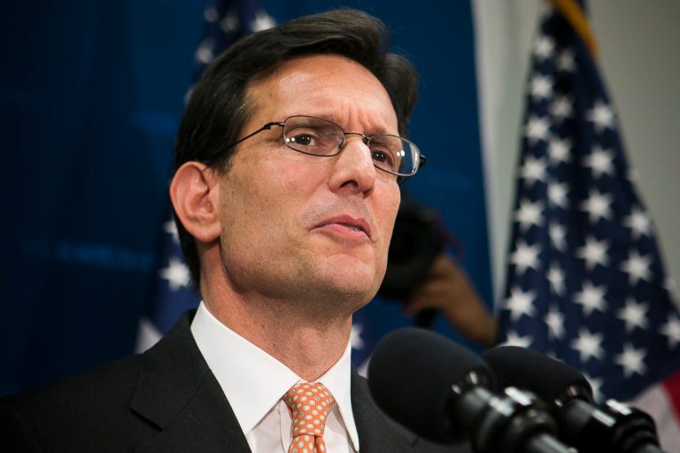 House Majority Leader Eric Cantor, R-Va., speaks at a press conference on Wednesday, June 11, 2014, after a House Republican caucus meeting on Capitol Hill. (Examiner/Graeme Jennings)