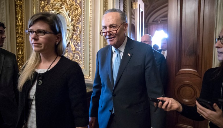 After the government shutdown was resolved on Monday, some Democrats sided with Senate Minority Leader Chuck Schumer (pictured center), D-N.Y. They argued the shutdown made it more likely that Republicans would grant permanent legal status to the approximately 800,000 individuals who participated in the Deferred Action for Childhood Arrivals program. (AP Photo/J. Scott Applewhite)