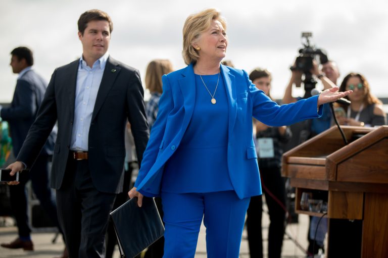 Clinton referred to North Carolina's controversial transgender bathroom law. (AP Photo/Andrew Harnik)