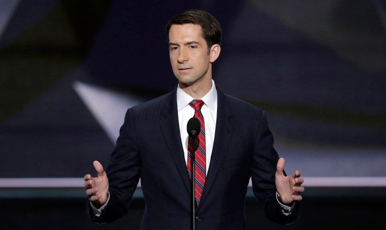 Sen. Tom Cotton, R-Ark., said Trump needs to set limits on Iran, Russia and Syria. (AP Photo/J. Scott Applewhite)