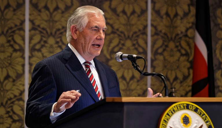 Secretary of State Rex Tillerson is on a multi-state swing through Africa to strengthen economic and counterterrorism relations in the region. (AP Photo/Ben Curtis)