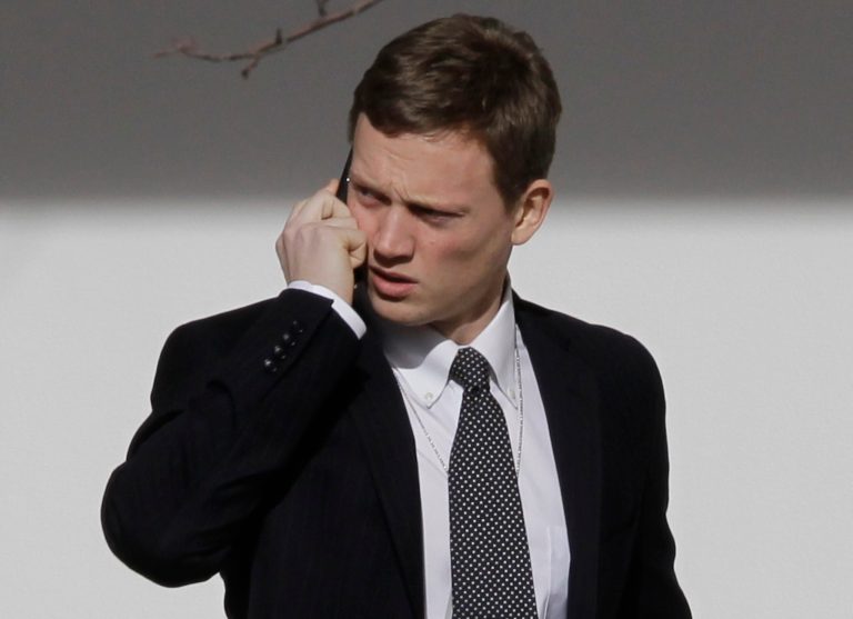National Security Council Spokesman Tommy Vietor walks along the West Wing Colonnade at the White House in Washington, Thursday, Feb. 3, 2011. (AP/Charles Dharapak)