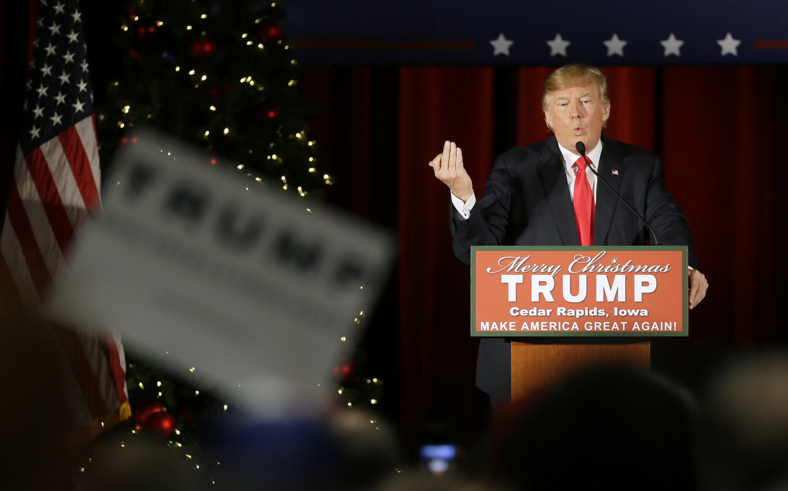 Trump rages at press, hands mic to grandkids