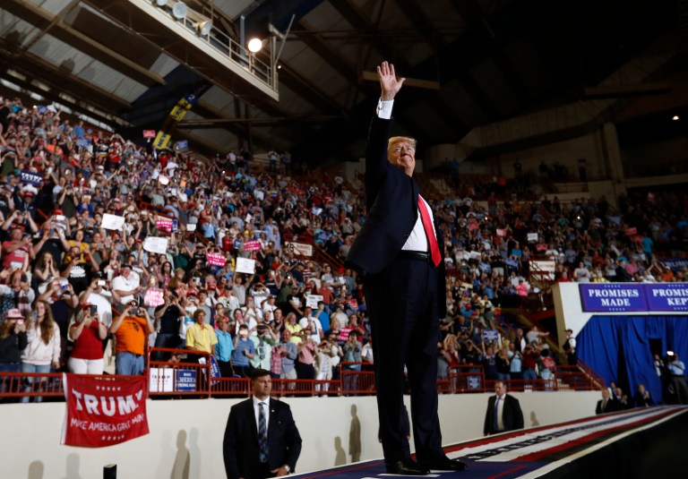 While Washington's movers and shakers sipped champagne in the Hilton on Saturday night, Trump was at the Pennsylvania Farm Show Complex & Expo Center, surrounded by enthusiastic supporters in jeans and baseball caps.