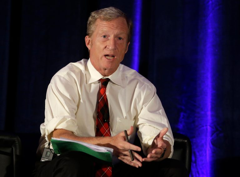 AR Squared, the policy arm of America Rising, released the ad Wednesday as part of its latest hit on Tom Steyer. (AP Photo)
