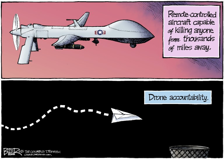 Editorial cartoon: Drone accountability