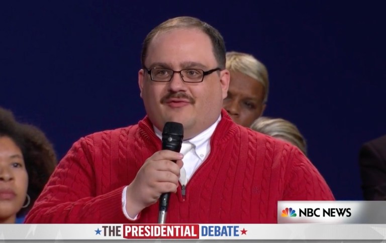 The IZOD model GQ suggested for potential Ken Bone Halloween costumes sold out on Amazon by Monday morning. (Screenshot)